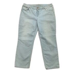 Chicos Platinum Size2 Women 12 Denim Blue Jeans Straight Leg Light Wash Mid Rise